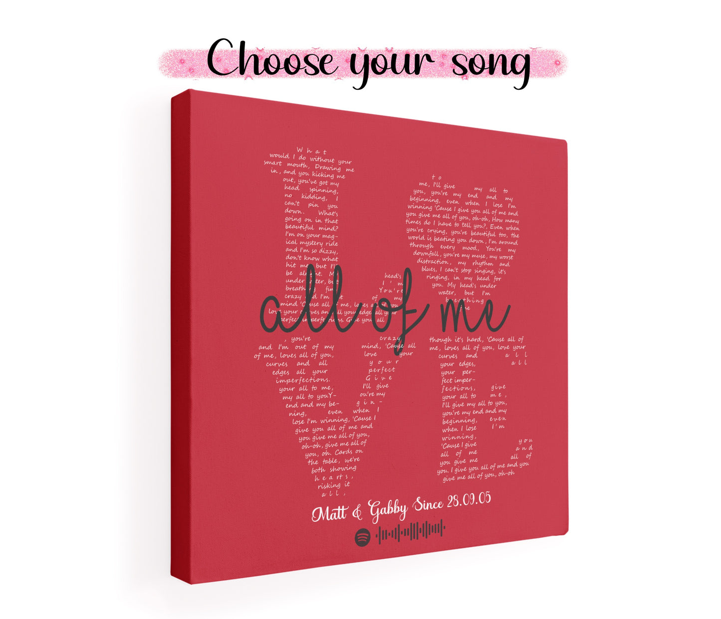 Red LOVE song Lyric Canvas