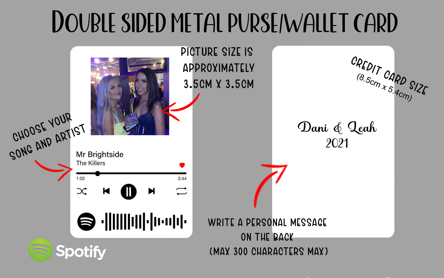 Personalised Spotify Song Card