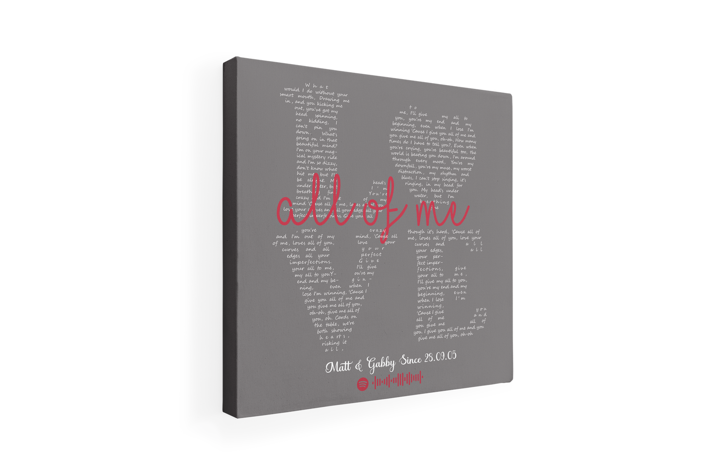 Grey LOVE song Lyric Canvas