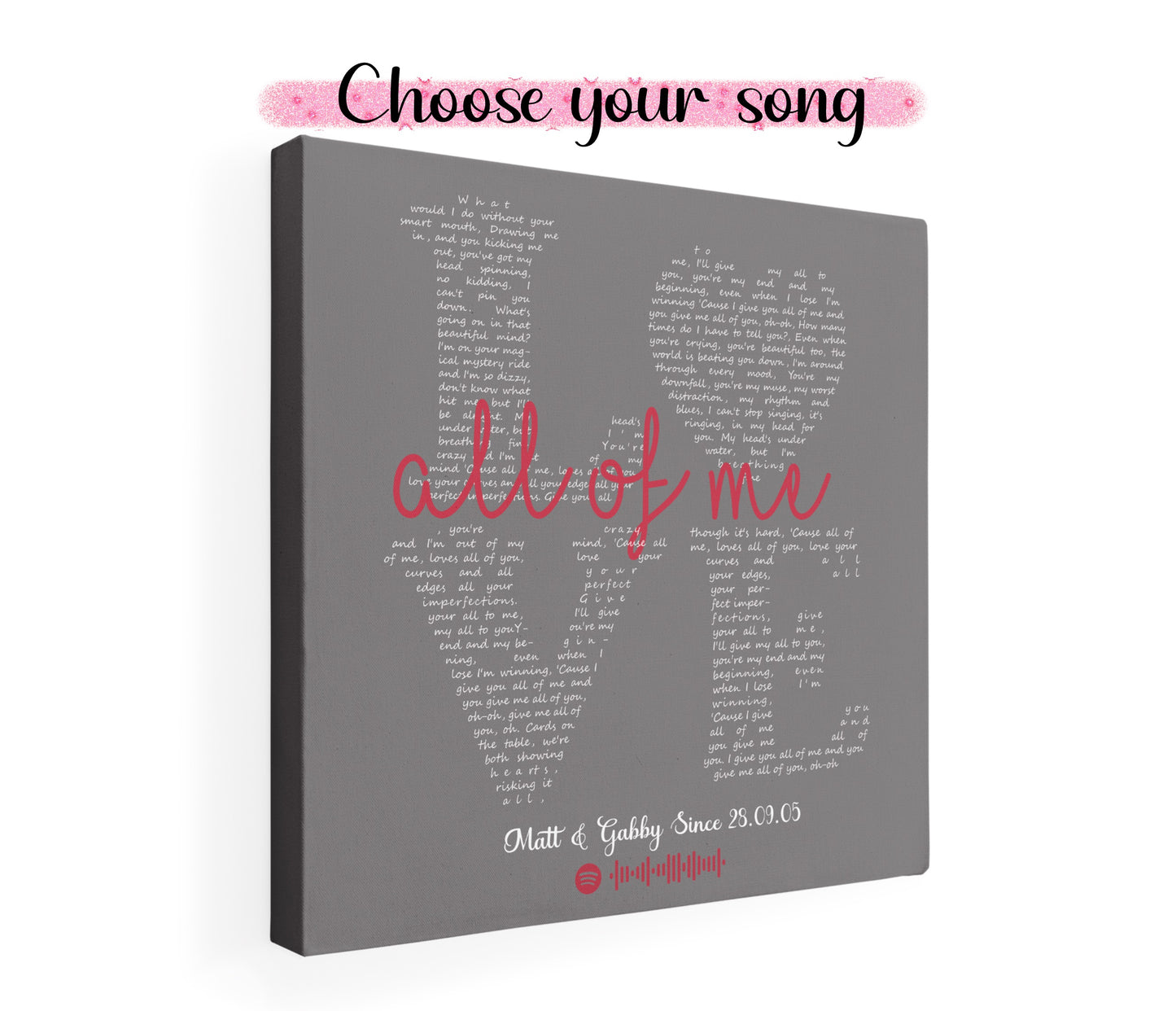 Grey LOVE song Lyric Canvas