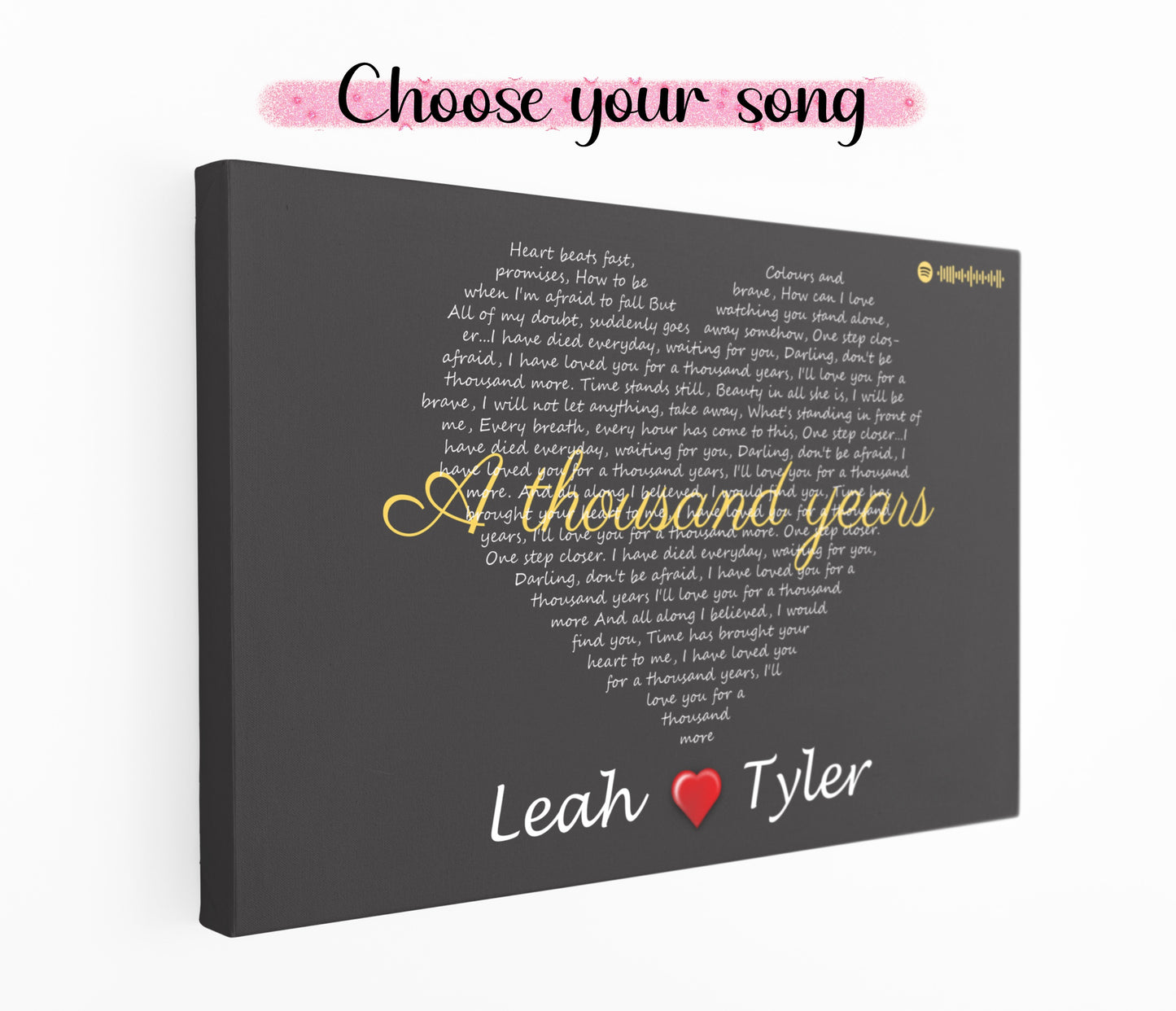 Modern Song Lyric Heart Canvas